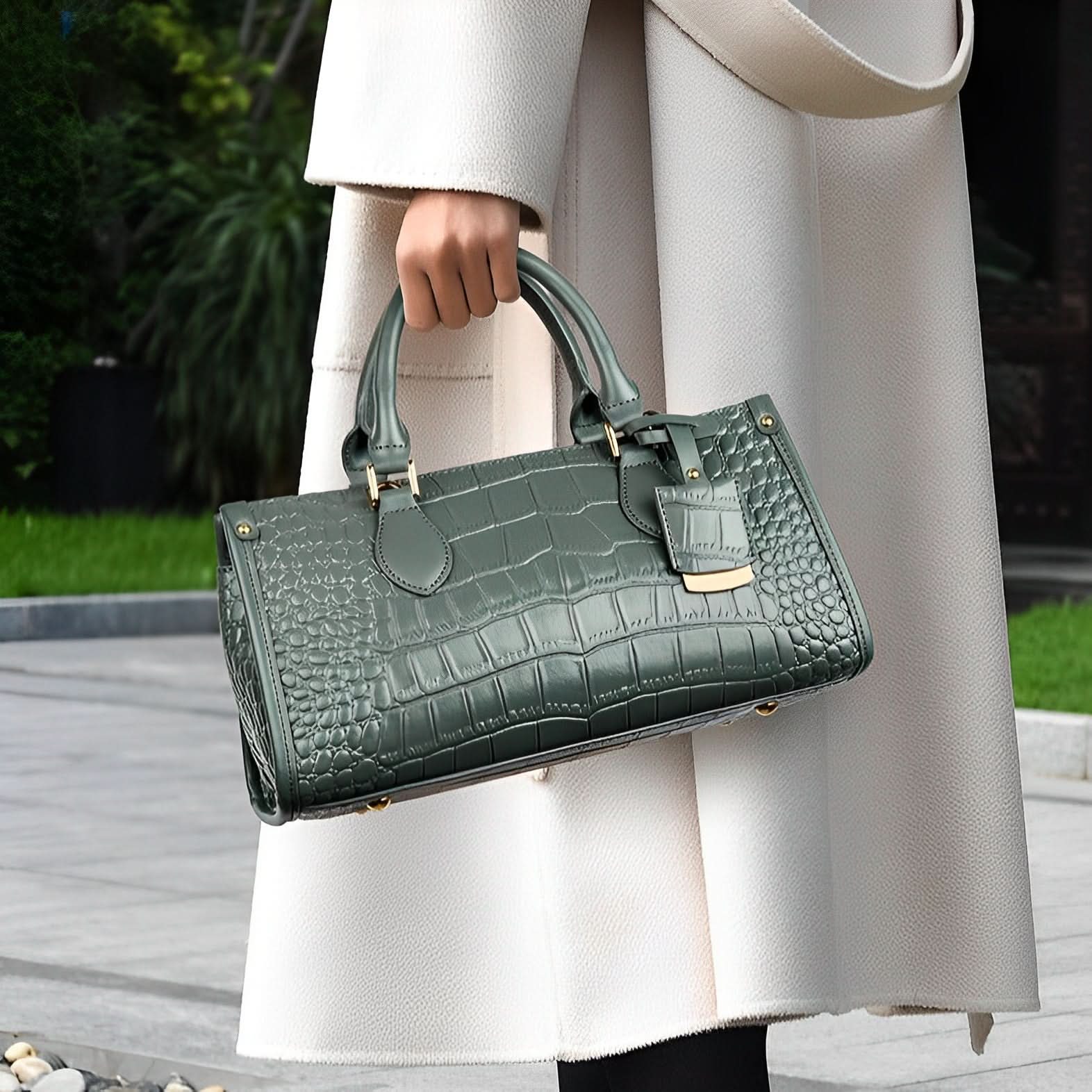 Alyssa Crocodile Pattern Small Tote Bag - ShopLorca