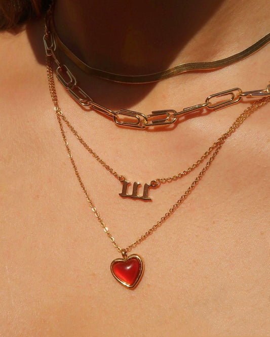 Carnelian Stone Heart Necklace - ShopLorca