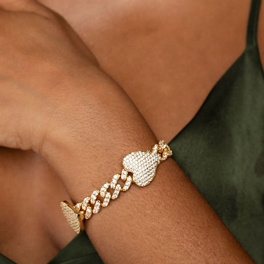 Grandeur Cuban Hearts Bracelet - ShopLorca