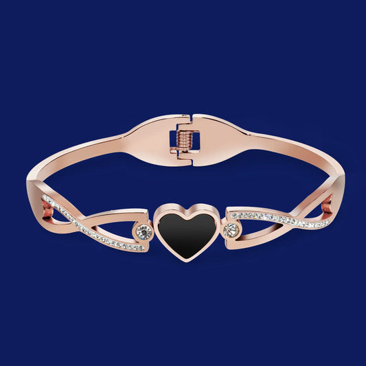 Lustrous Black Heart Bangle - ShopLorca