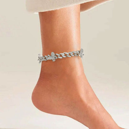 Sparkling Butterflies Cuban Anklet - ShopLorca