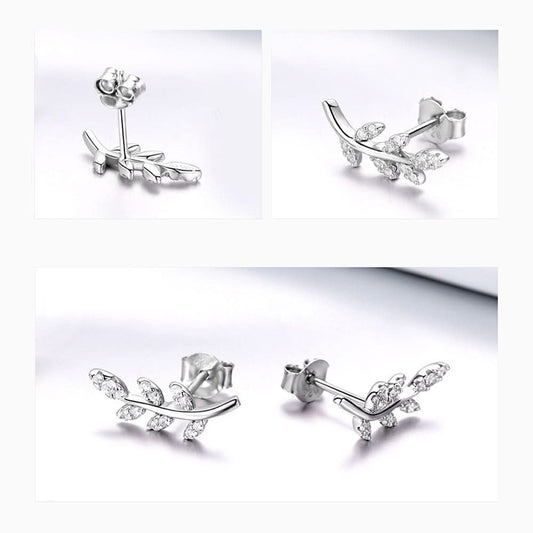 Sparkling Leaf Stud Earrings - ShopLorca