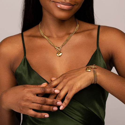 Triple Layer Lustrous Heart Jewelry Set - ShopLorca